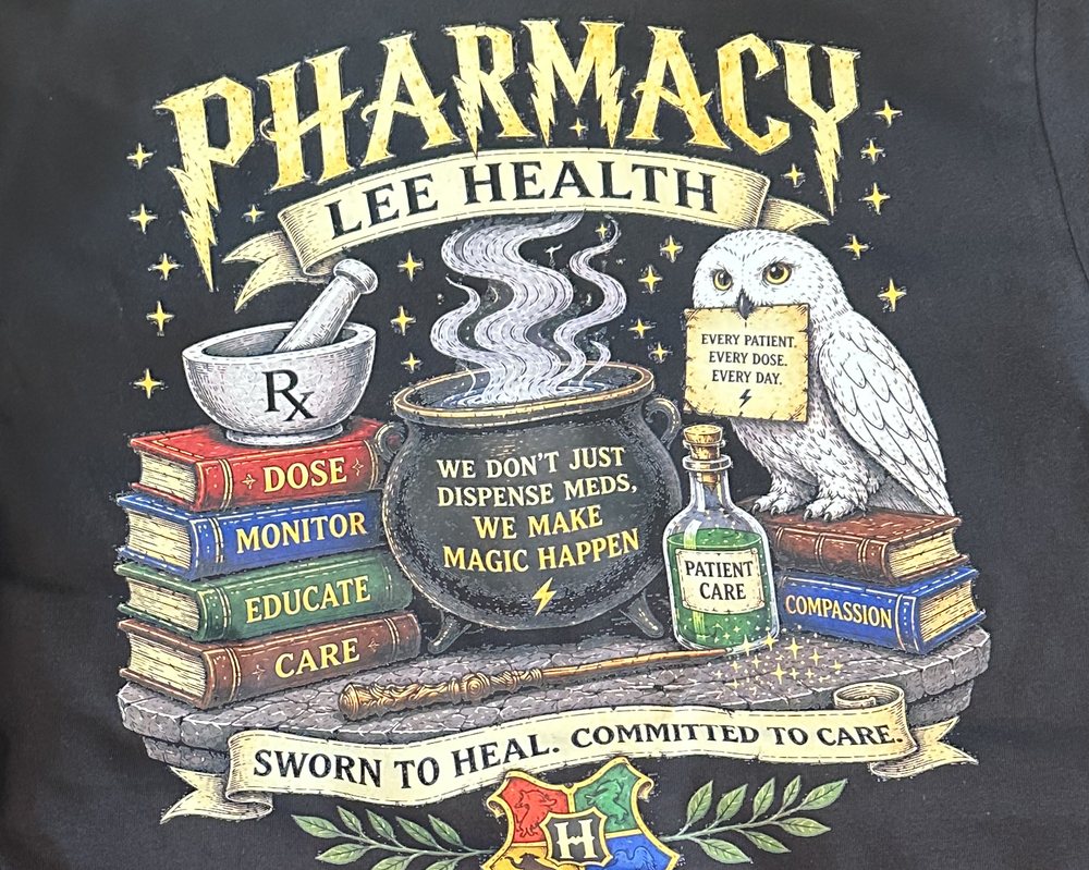 Close-up of a full-color DTF print with fine illustrated detail