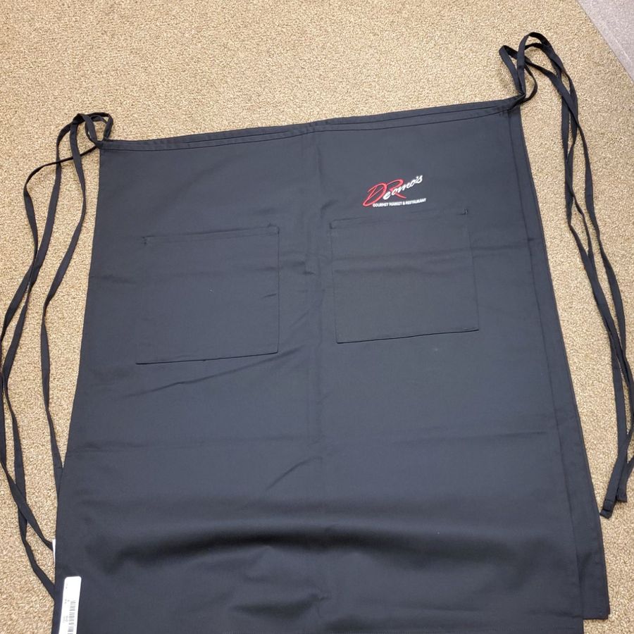 Black drawstring bag with a small printed logo